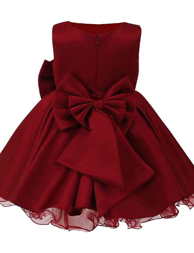 kids atelier tulleen Burgundy Bow Waist Dress