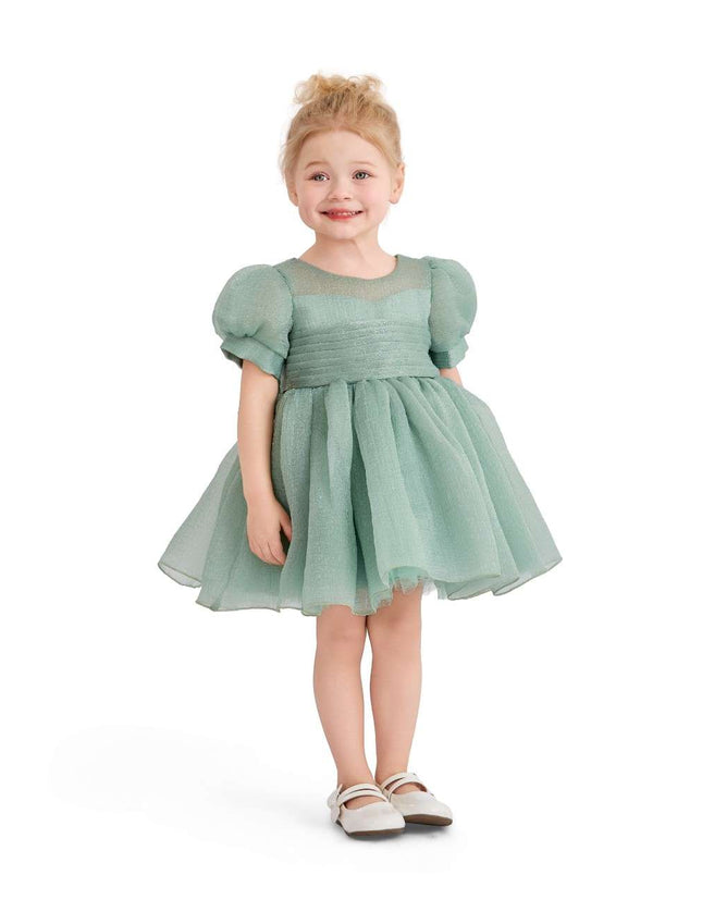 kids atelier tulleen Light Green Puff-Sleeve Party Dress