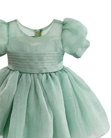 kids atelier tulleen Light Green Puff-Sleeve Party Dress