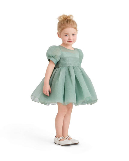 kids atelier tulleen Light Green Puff-Sleeve Party Dress