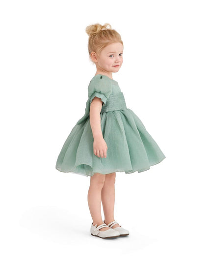 kids atelier tulleen Light Green Puff-Sleeve Party Dress