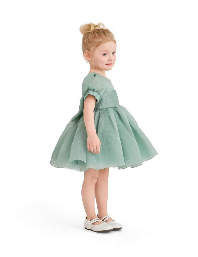 kids atelier tulleen Light Green Puff-Sleeve Party Dress