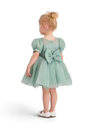 kids atelier tulleen Light Green Puff-Sleeve Party Dress