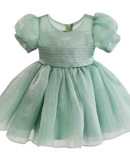kids atelier tulleen Light Green Puff-Sleeve Party Dress