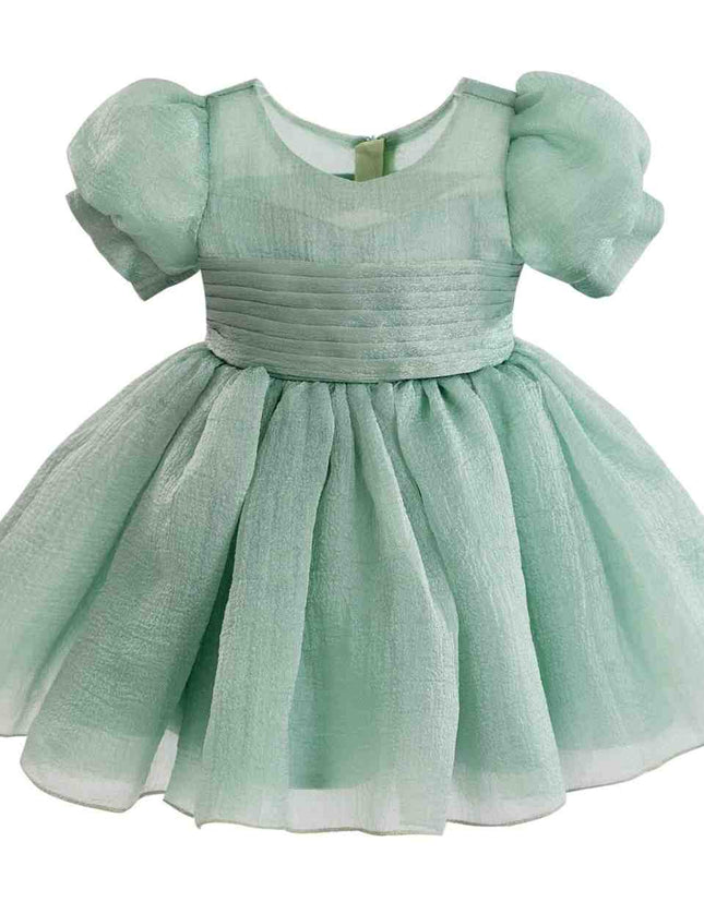 kids atelier tulleen Light Green Puff-Sleeve Party Dress