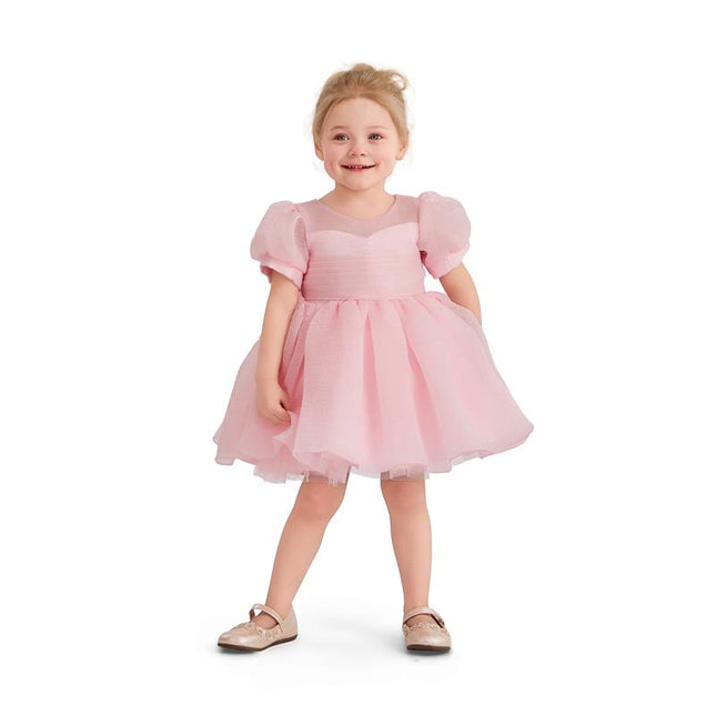 kids atelier tulleen Pink Puff-Sleeve Party Dress