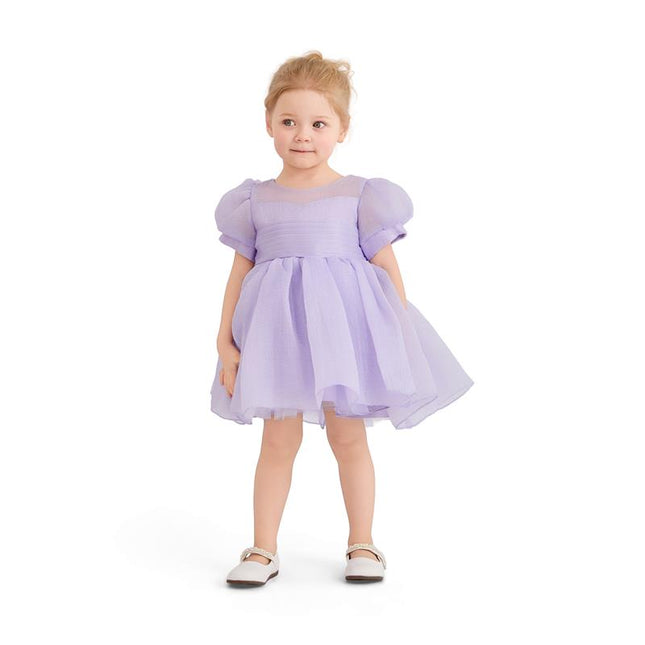 kids atelier tulleen Purple Puff-Sleeve Party Dress