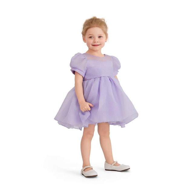 kids atelier tulleen Purple Puff-Sleeve Party Dress