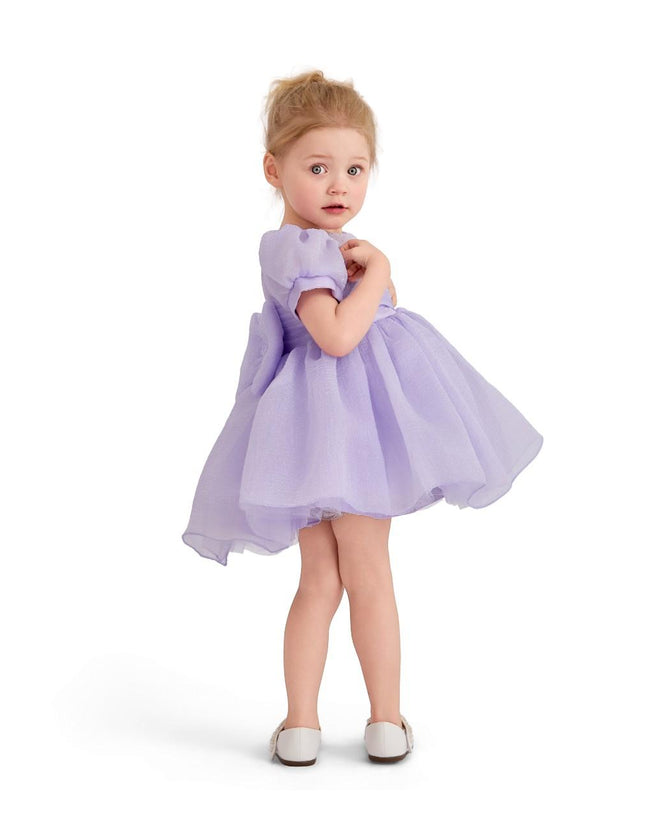 kids atelier tulleen Purple Puff-Sleeve Party Dress