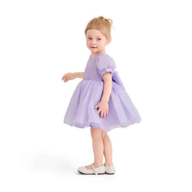 kids atelier tulleen Purple Puff-Sleeve Party Dress