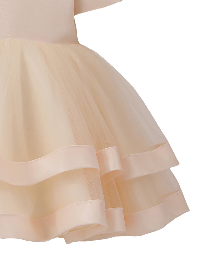 kids atelier tulleen Champagne Satin Bow Dress