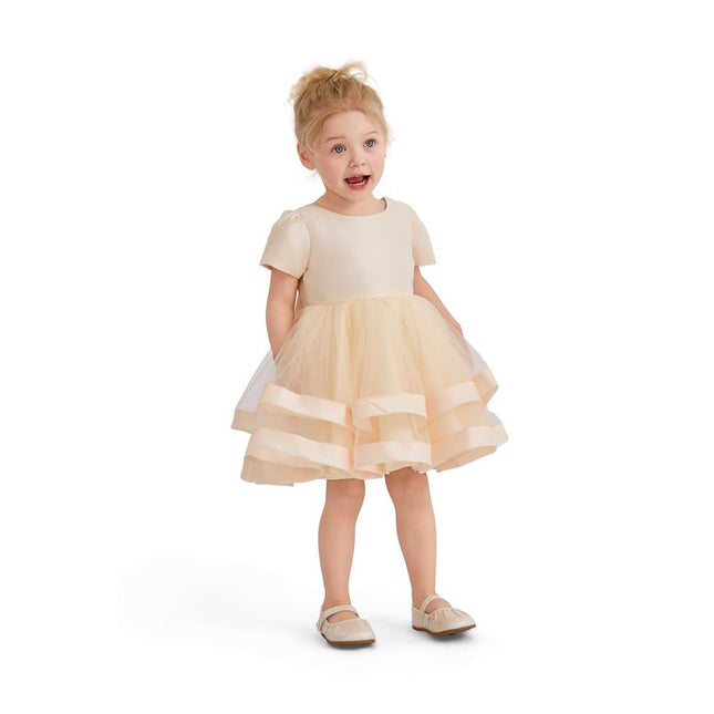 kids atelier tulleen Champagne Satin Bow Dress