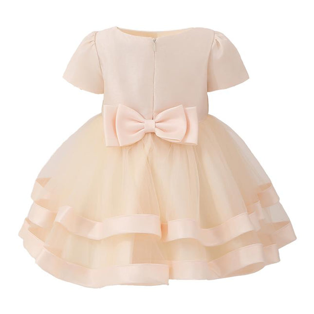 kids atelier tulleen Champagne Satin Bow Dress