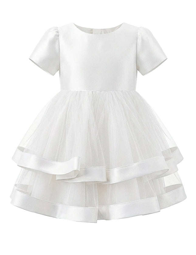 kids atelier tulleen White Satin Bow Dress