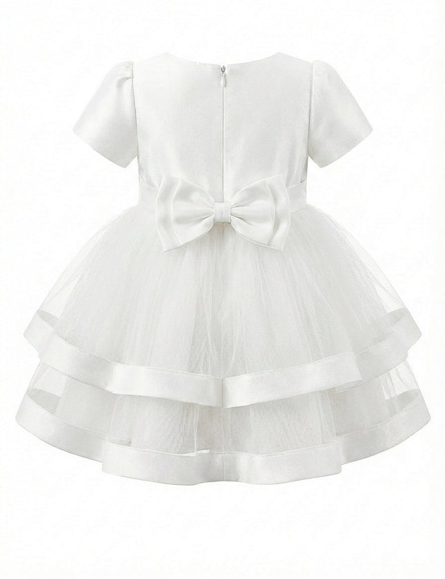 kids atelier tulleen White Satin Bow Dress