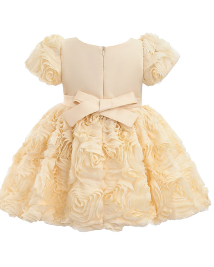kids atelier tulleen Champagne Bow Rosette Dress