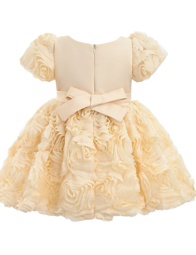 kids atelier tulleen Champagne Bow Rosette Dress