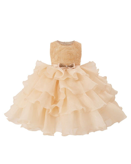 kids atelier tulleen Cream Floral Ruffle Occasion Dress