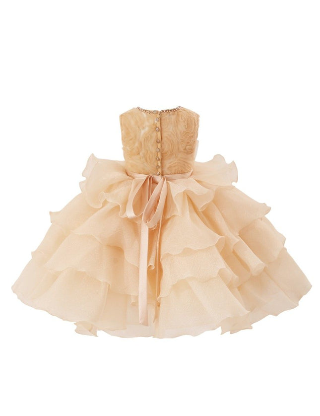 kids atelier tulleen Cream Floral Ruffle Occasion Dress