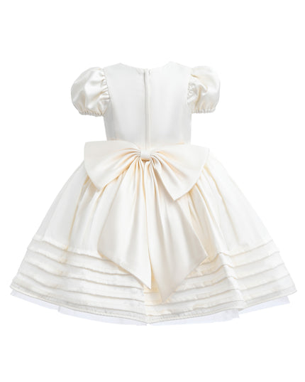 kids atelier tulleen Ivory Embroidered Pleated Dress