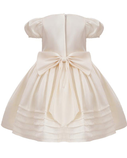 kids atelier tulleen Ivory Floral-Embroidered Pleated Dress