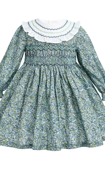 kids atelier tulleen Blue & Green Laurel Smocked Dress