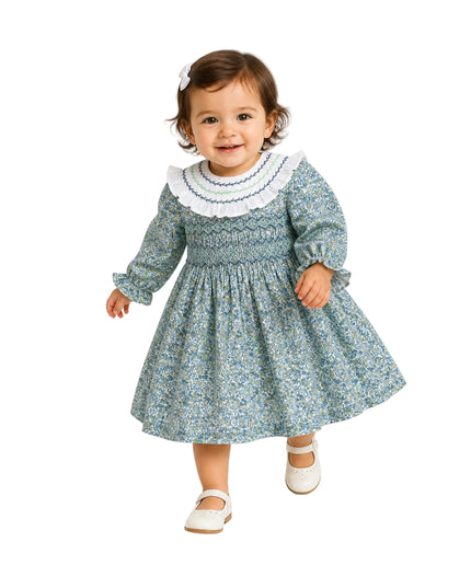 kids atelier tulleen Blue & Green Laurel Smocked Dress