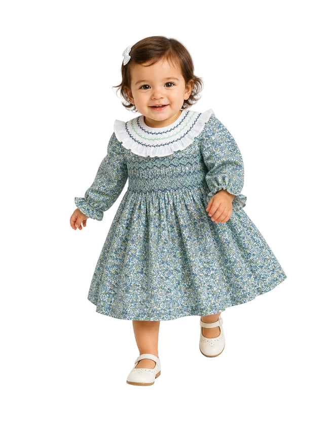 kids atelier tulleen Blue & Green Laurel Smocked Dress