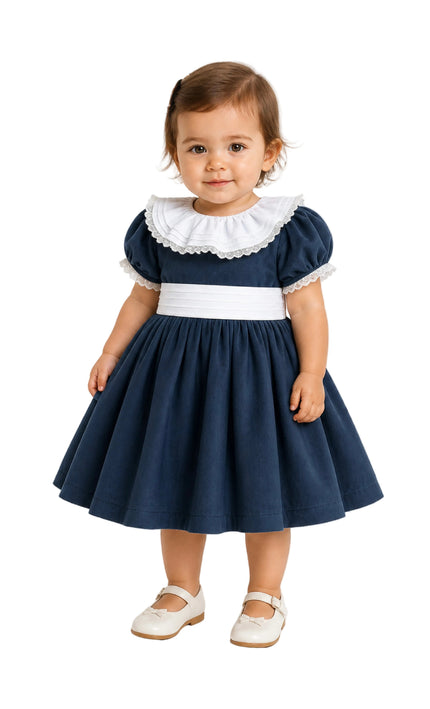 kids atelier tulleen Navy Blue Velvet Dress