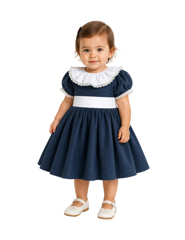 kids atelier tulleen Navy Blue Velvet Dress