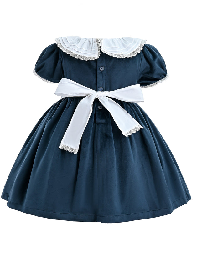 kids atelier tulleen Navy Blue Velvet Dress