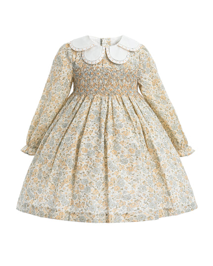 kids atelier tulleen Cream & Cornflower Smocked Dress