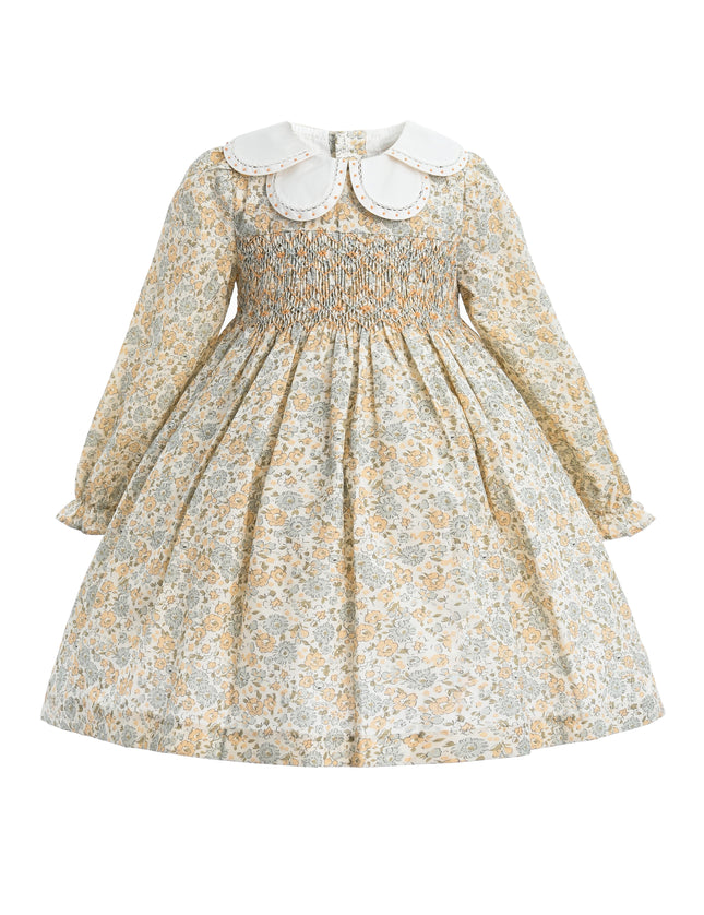 kids atelier tulleen Cream & Cornflower Smocked Dress