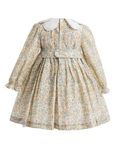 kids atelier tulleen Cream & Cornflower Smocked Dress