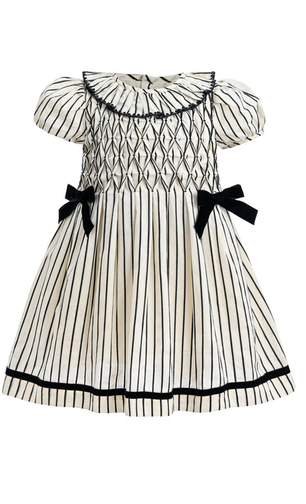 kids atelier tulleen Inkstripe Velvet Bow Dress