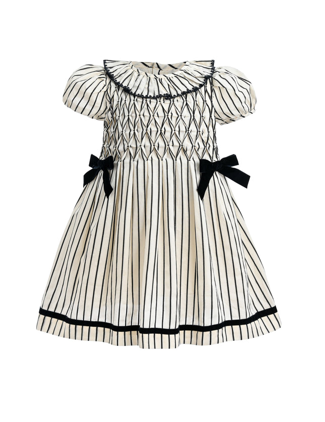 kids atelier tulleen Inkstripe Velvet Bow Dress