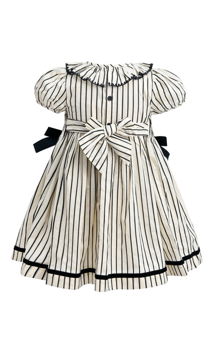 kids atelier tulleen Inkstripe Velvet Bow Dress