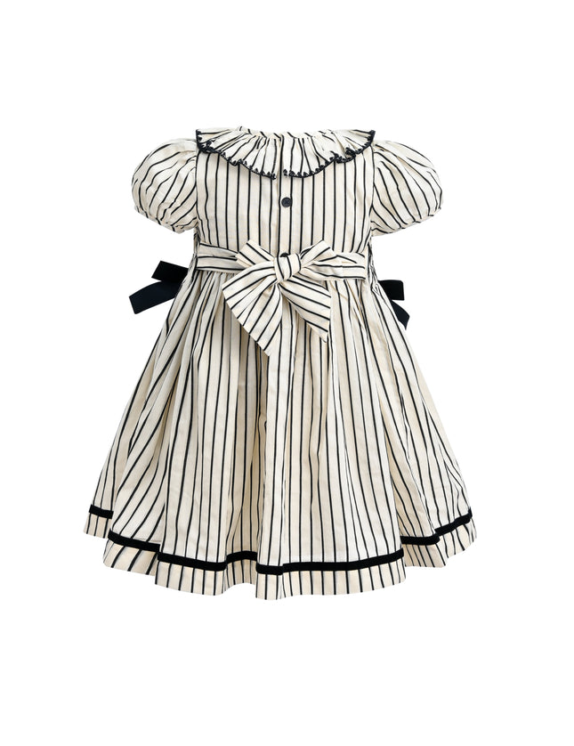 kids atelier tulleen Inkstripe Velvet Bow Dress