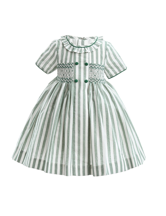 kids atelier tulleen Green Button-Up Stripe Dress