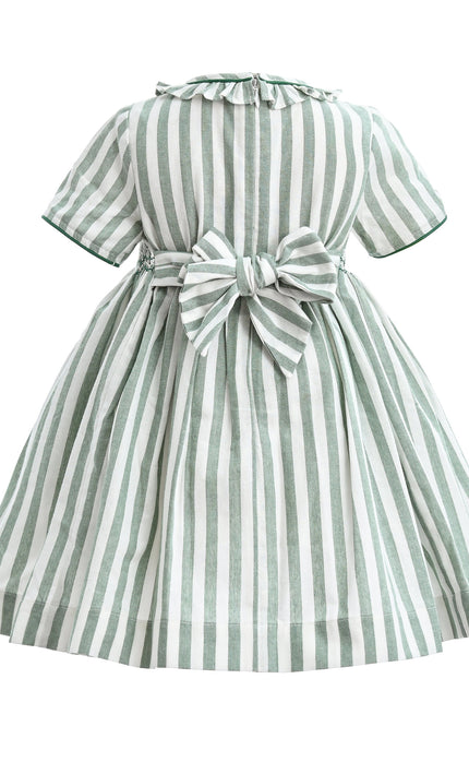 kids atelier tulleen Green Button-Up Stripe Dress