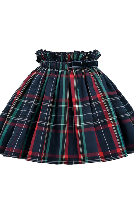 kids atelier tulleen Navy & Plaid Two-Piece Bow Skirt Set