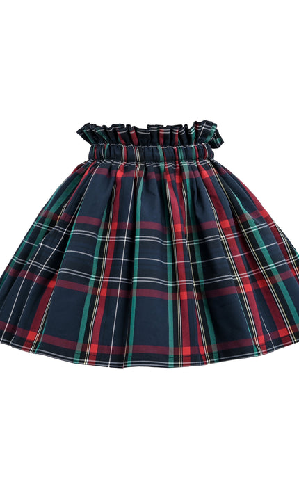 kids atelier tulleen Navy & Plaid Two-Piece Bow Skirt Set