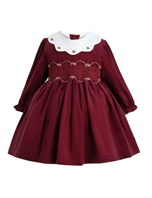 kids atelier tulleen Burgundy Smocked Holiday Dress