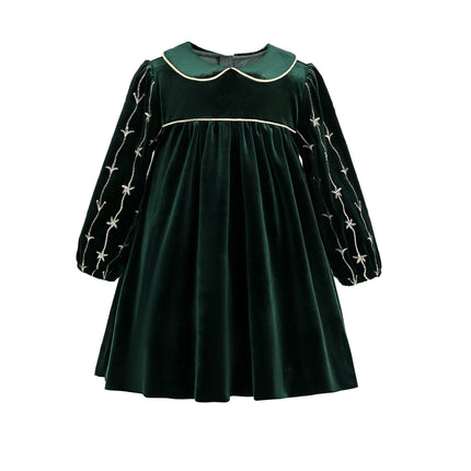 kids atelier tulleen Dark Green Velvet Dress