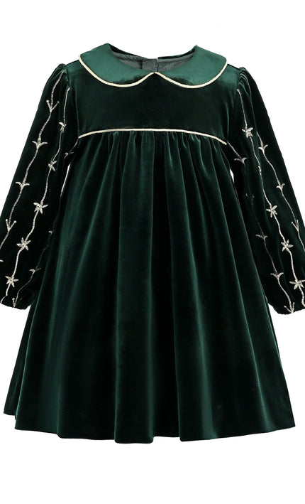 kids atelier tulleen Dark Green Velvet Dress