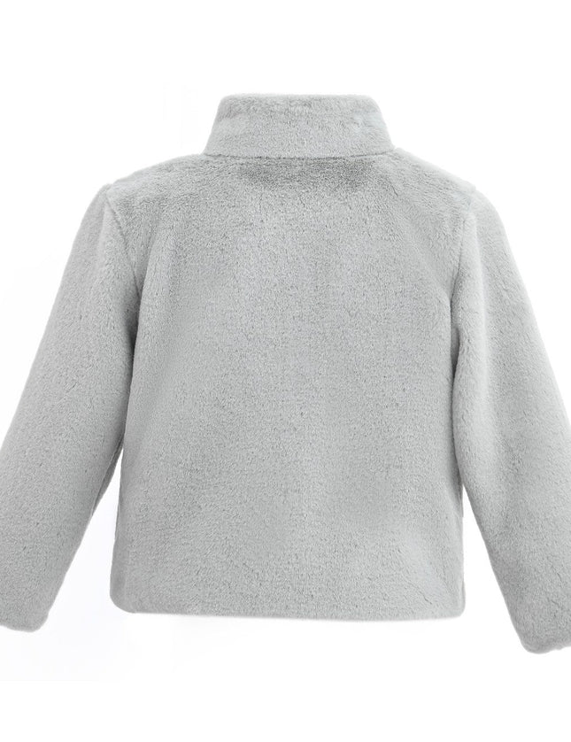 kids atelier tulleen Gray Plush Asymmetrical Coat