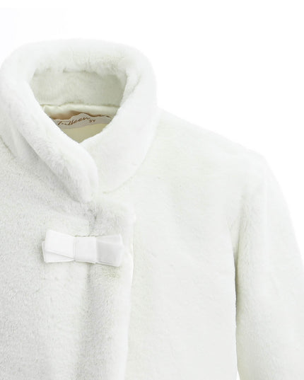 kids atelier tulleen Ivory Plush Asymmetrical Coat