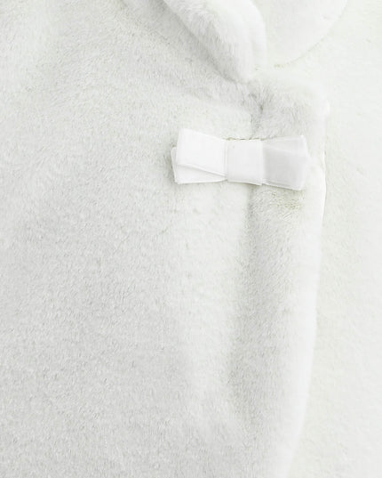 kids atelier tulleen Ivory Plush Asymmetrical Coat