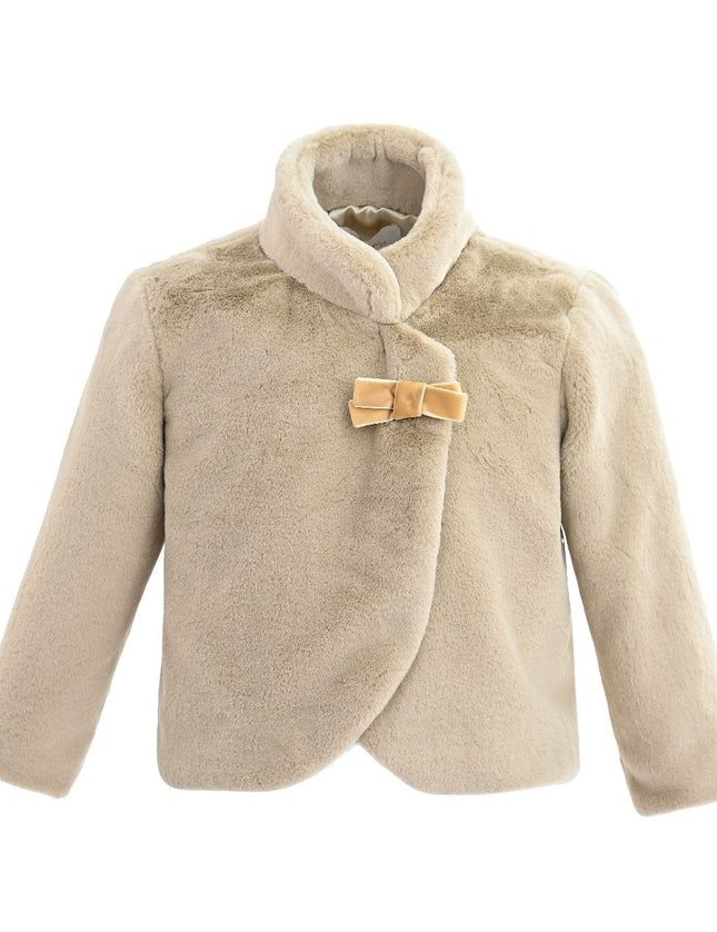 kids atelier tulleen Beige Plush Asymmetrical Coat