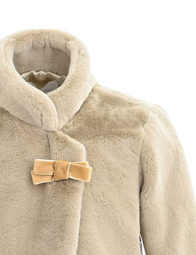 kids atelier tulleen Beige Plush Asymmetrical Coat